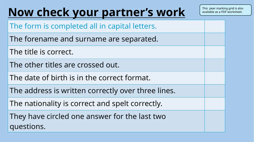 ESOL Entry 1-2 Lesson (about 90 minutes*) Form - slide 15 of 23