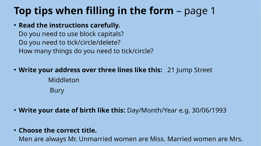 ESOL Entry 1-2 Lesson (about 90 minutes*) Form - slide 7 of 23