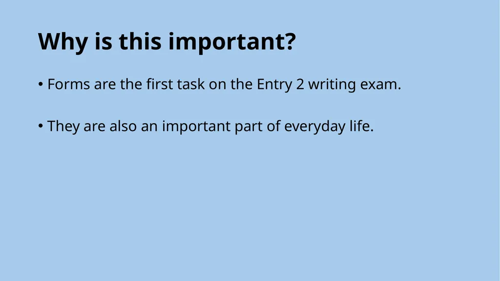 ESOL Entry 1-2 Lesson (about 90 minutes*) Form - slide 5 of 23