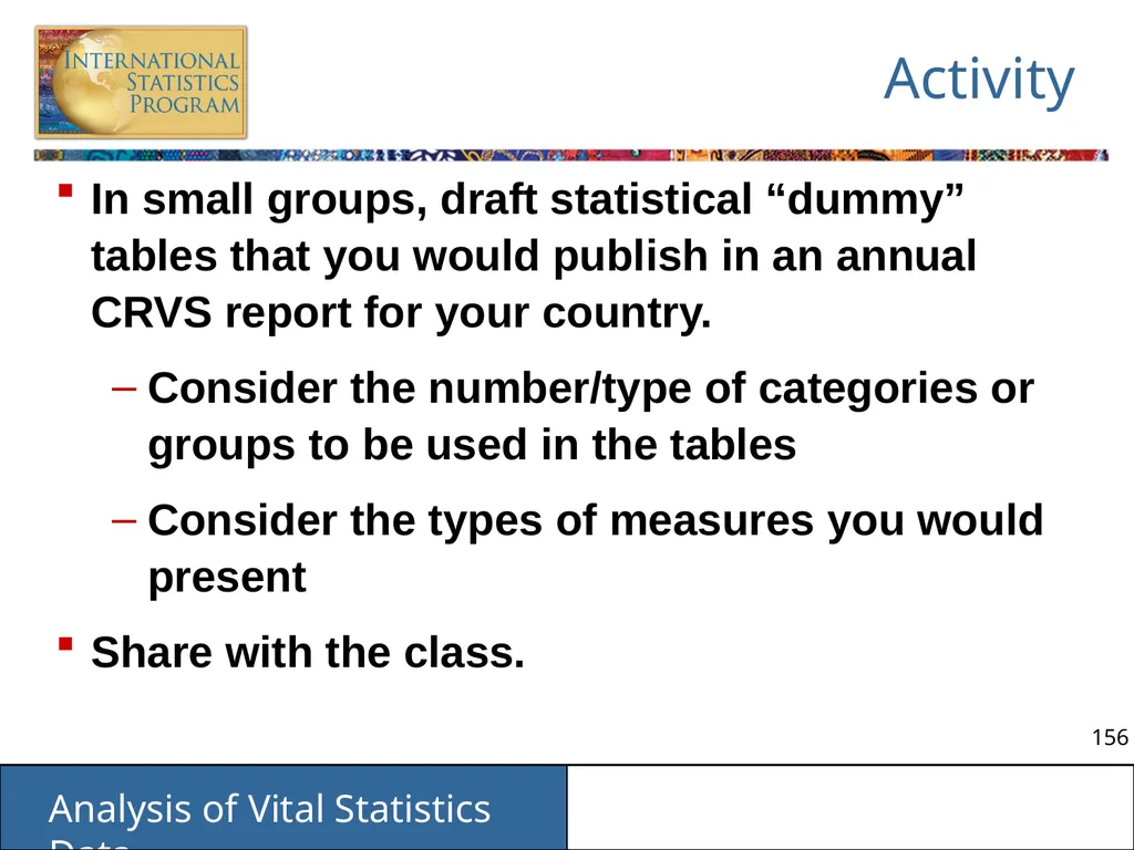 Analysis of Vital Statistics Data These materials - slide 156 of 159