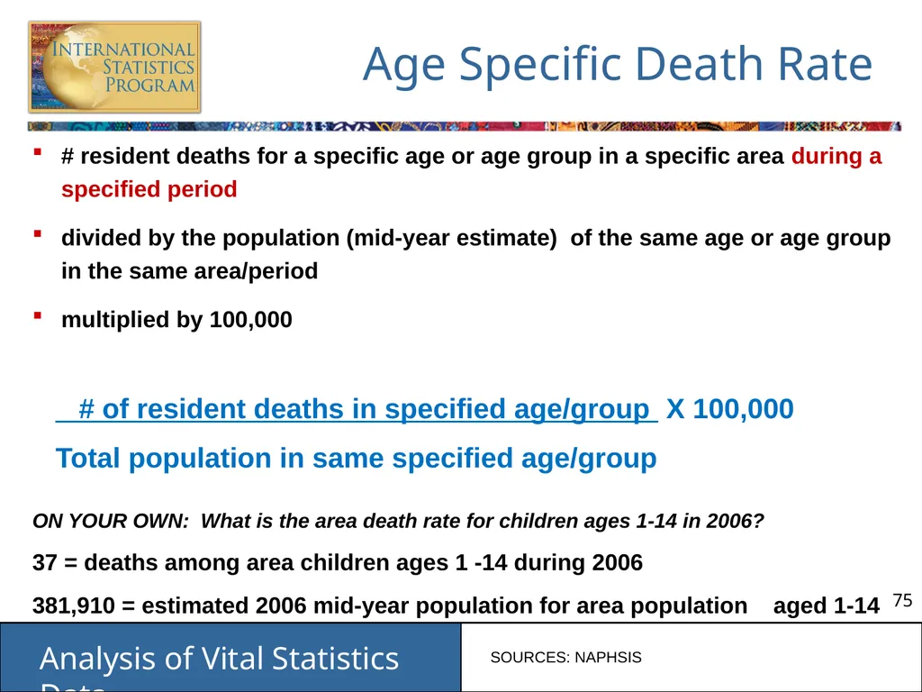 Analysis of Vital Statistics Data These materials - slide 75 of 159