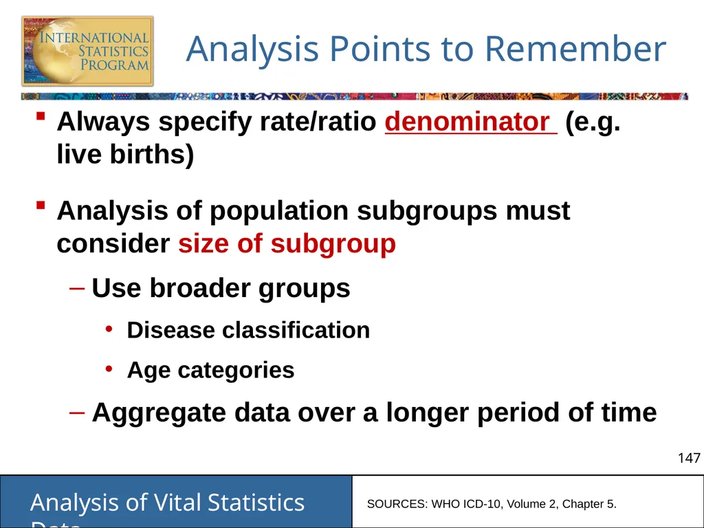 Analysis of Vital Statistics Data These materials - slide 147 of 159