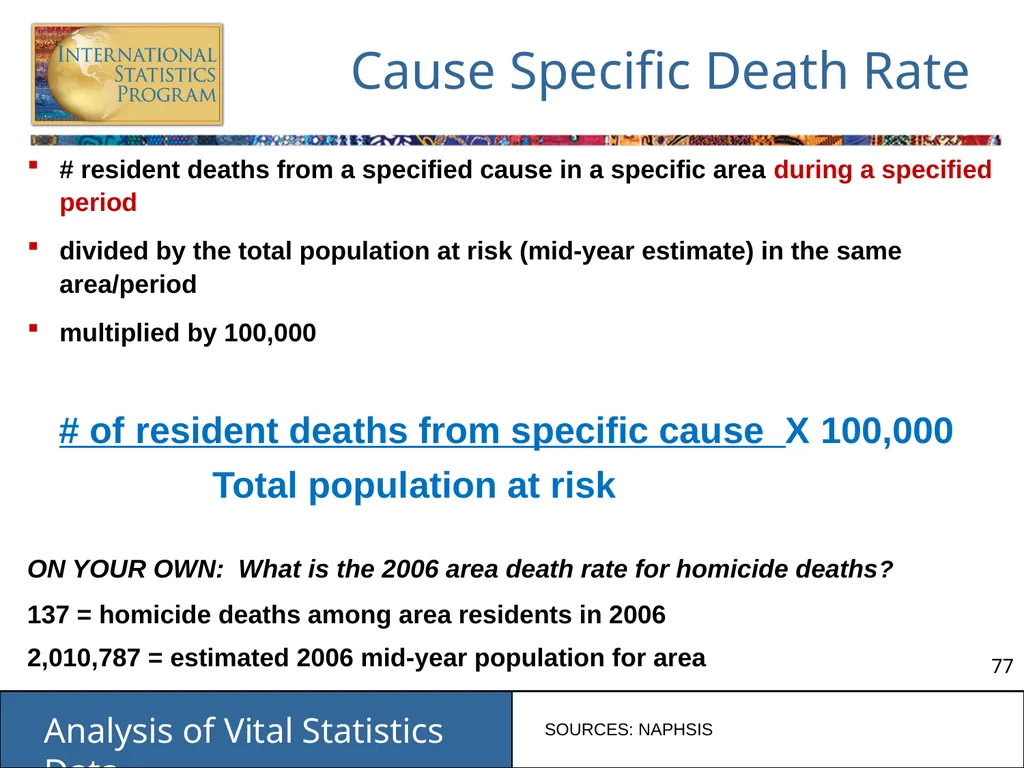 Analysis of Vital Statistics Data These materials - slide 77 of 159