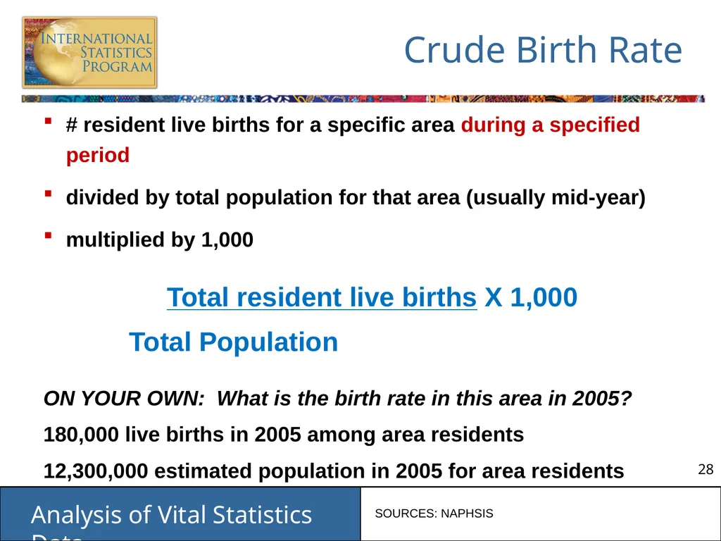 Analysis of Vital Statistics Data These materials - slide 28 of 159