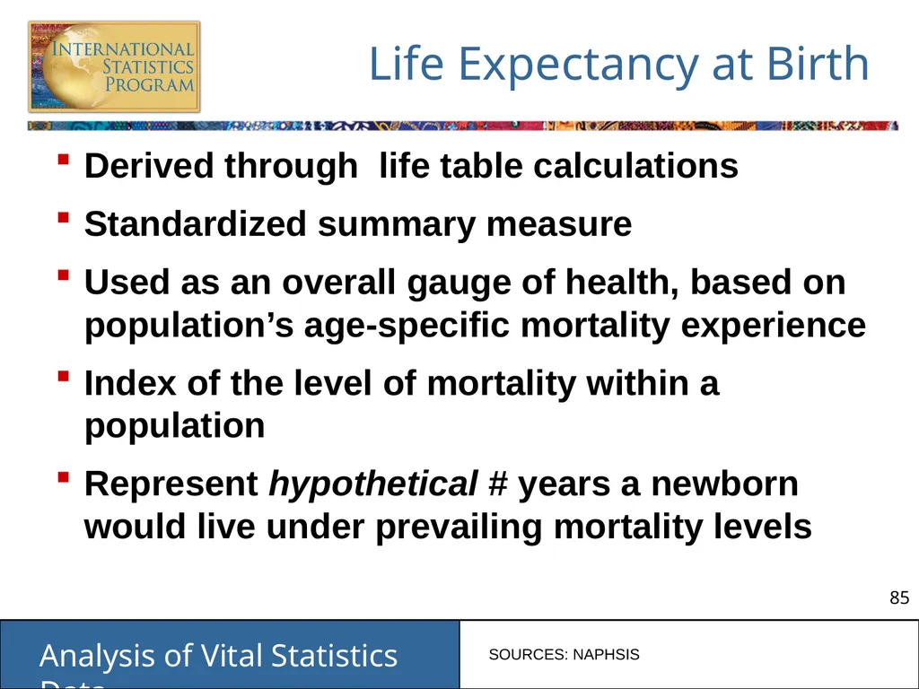 Analysis of Vital Statistics Data These materials - slide 85 of 159
