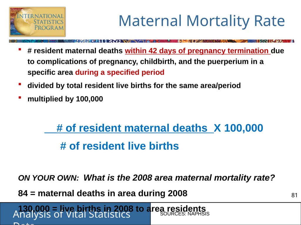 Analysis of Vital Statistics Data These materials - slide 81 of 159