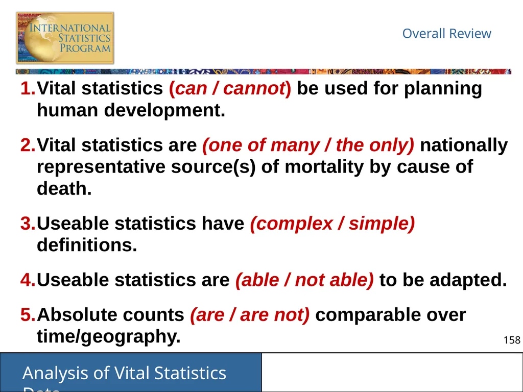 Analysis of Vital Statistics Data These materials - slide 158 of 159