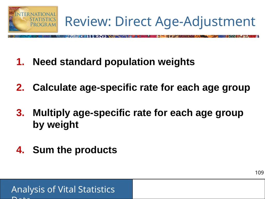 Analysis of Vital Statistics Data These materials - slide 109 of 159