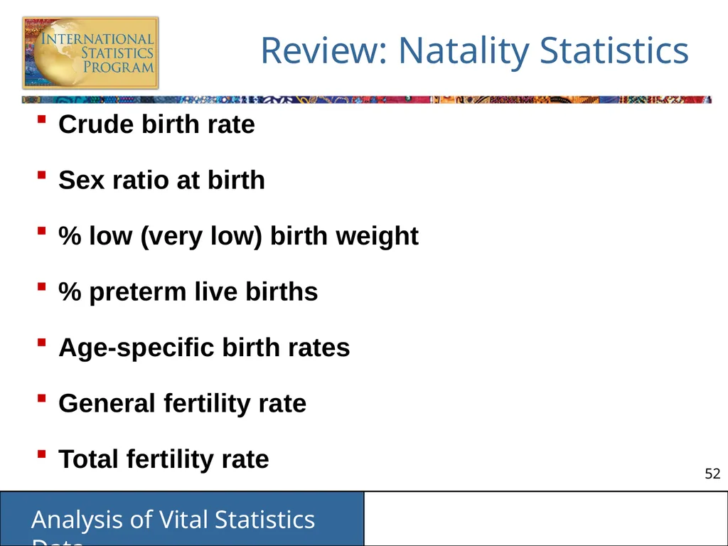 Analysis of Vital Statistics Data These materials - slide 52 of 159