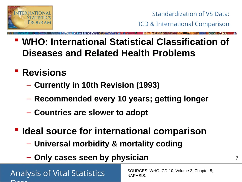 Analysis of Vital Statistics Data These materials - slide 7 of 159