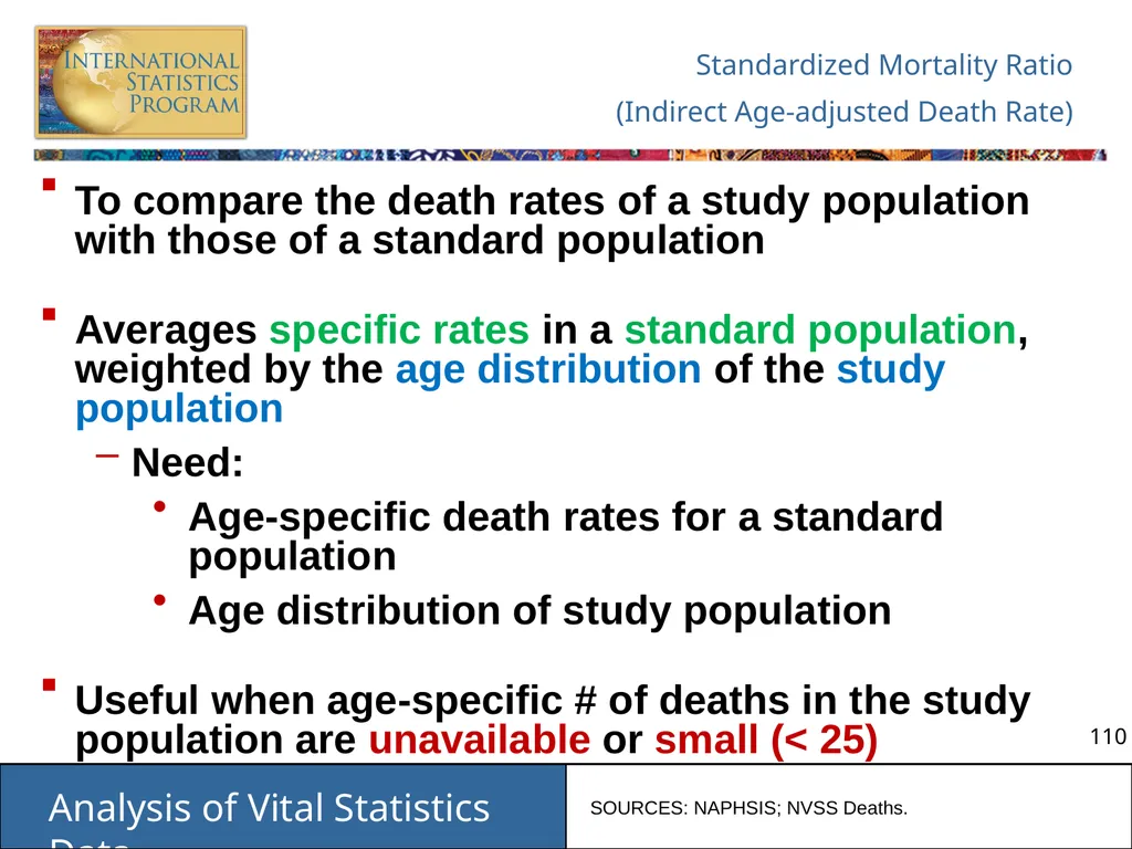 Analysis of Vital Statistics Data These materials - slide 110 of 159