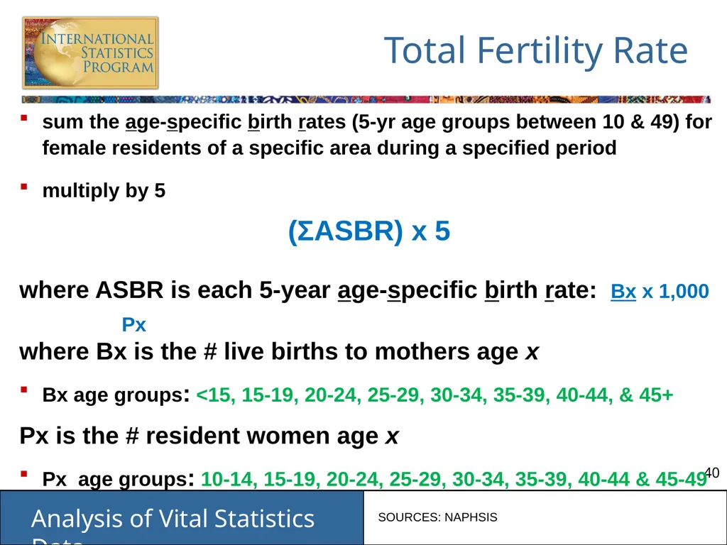 Analysis of Vital Statistics Data These materials - slide 40 of 159
