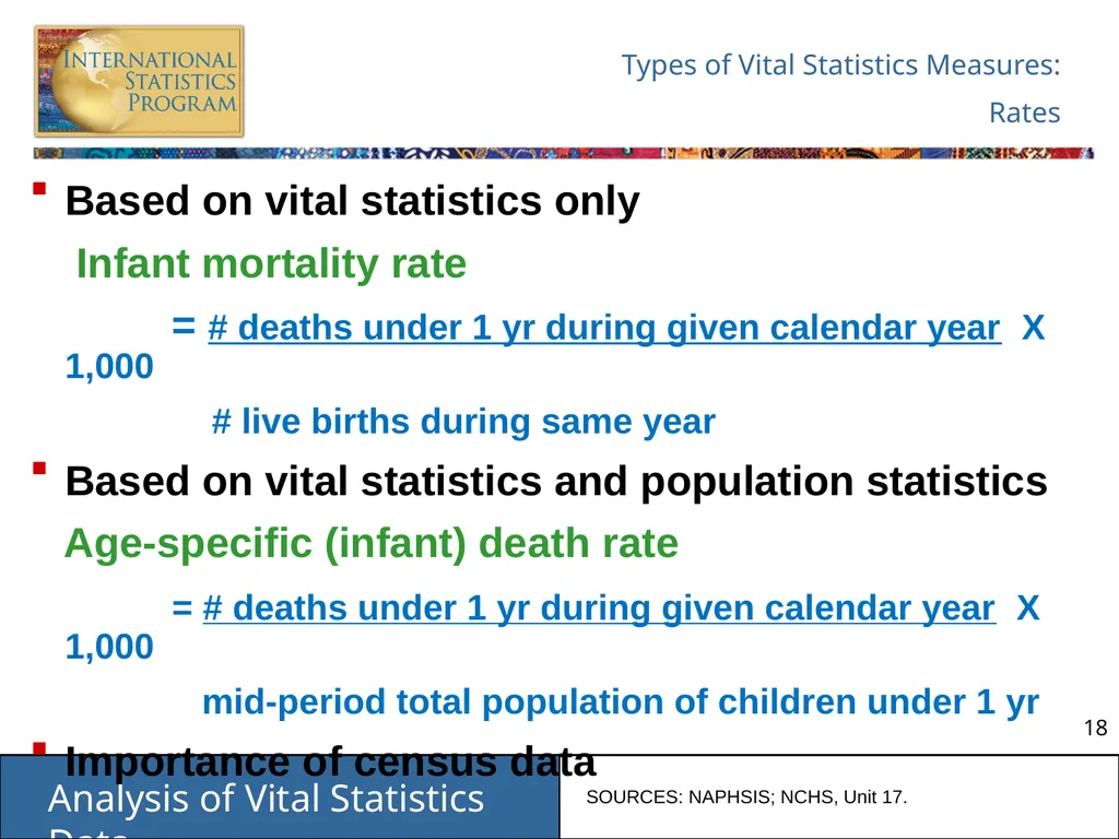 Analysis of Vital Statistics Data These materials - slide 18 of 159