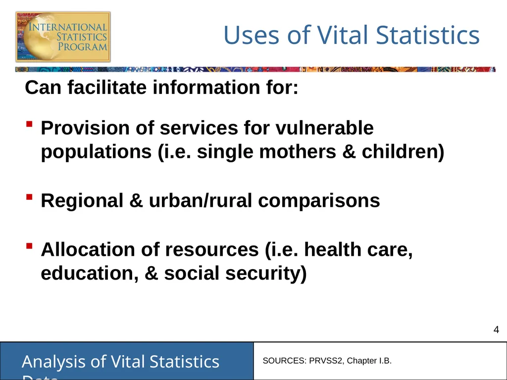 Analysis of Vital Statistics Data These materials - slide 4 of 159