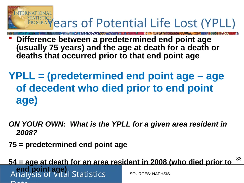 Analysis of Vital Statistics Data These materials - slide 88 of 159