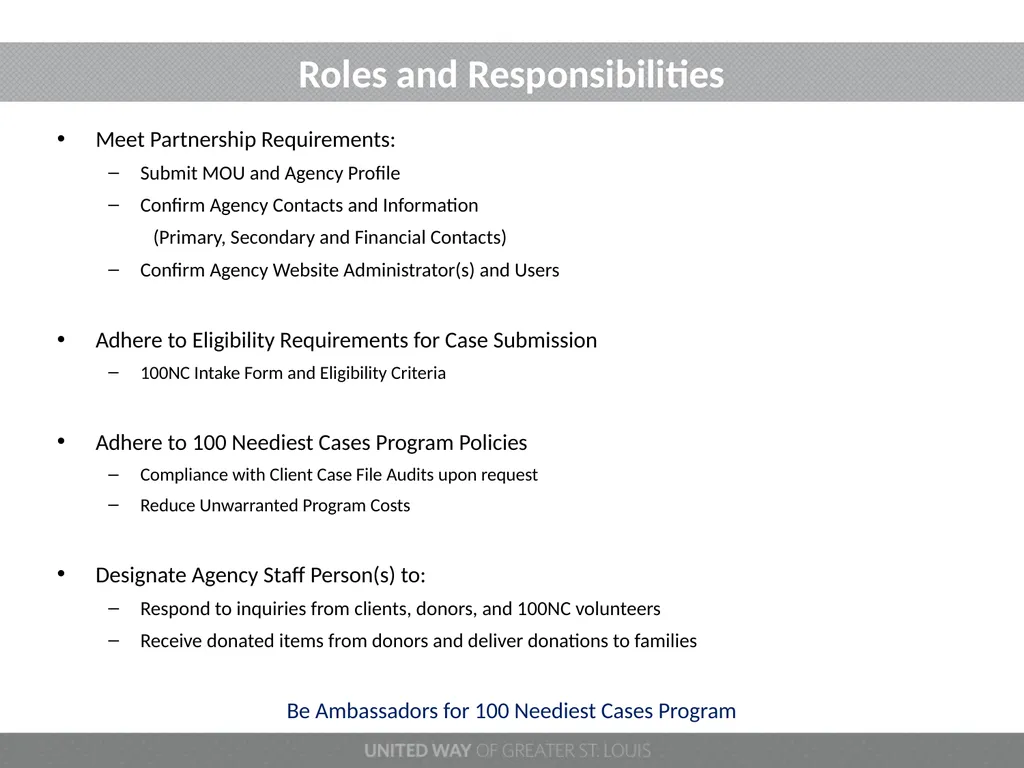 100 NEEDIEST CASES 2022 PROGRAM YEAR Welcome - slide 6 of 20