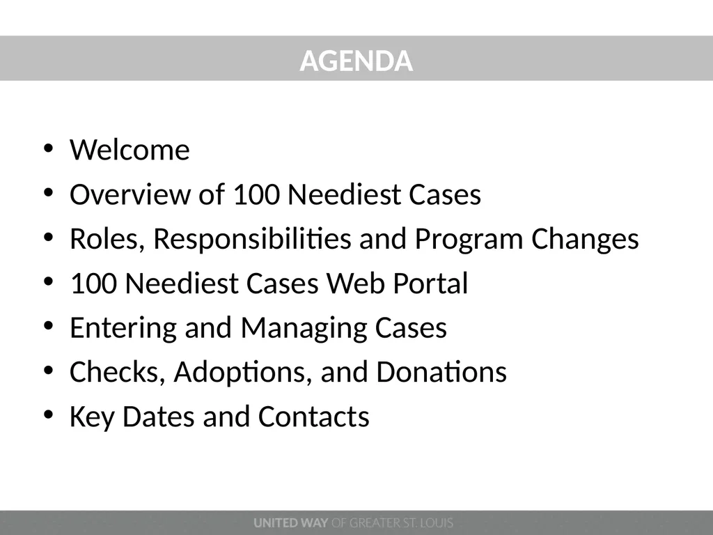 100 NEEDIEST CASES 2022 PROGRAM YEAR Welcome - slide 2 of 20