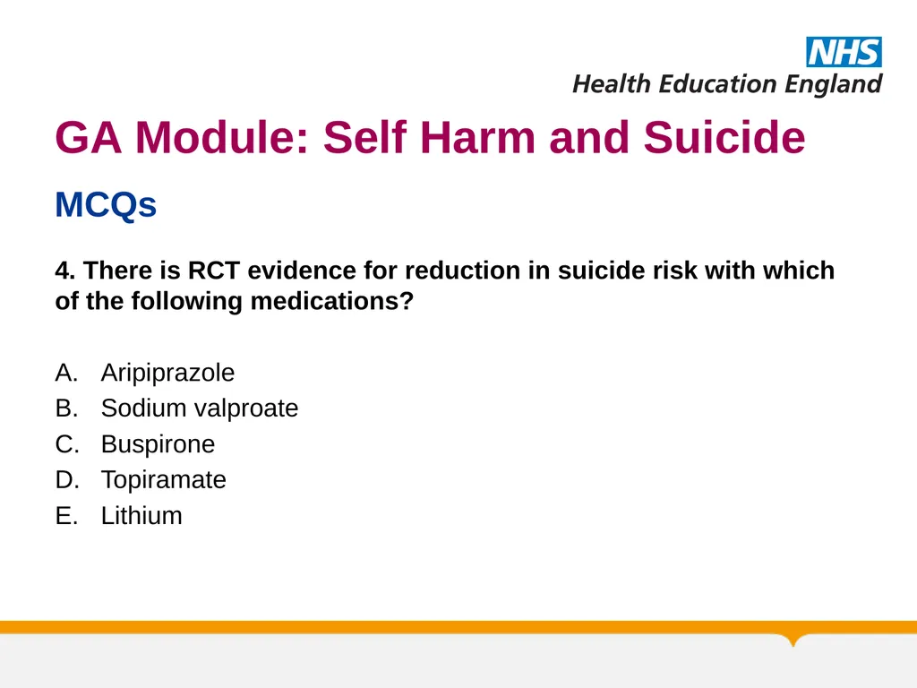 MRCPsych General Adult Module Self Harm and - slide 43 of 45