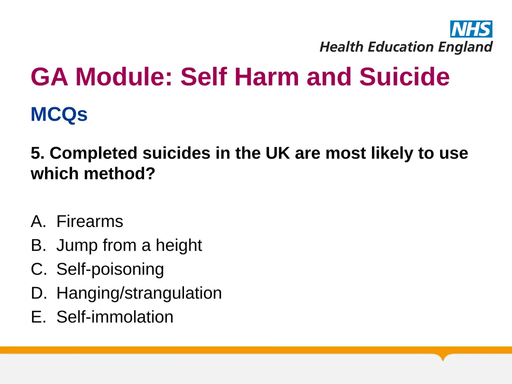 MRCPsych General Adult Module Self Harm and - slide 44 of 45