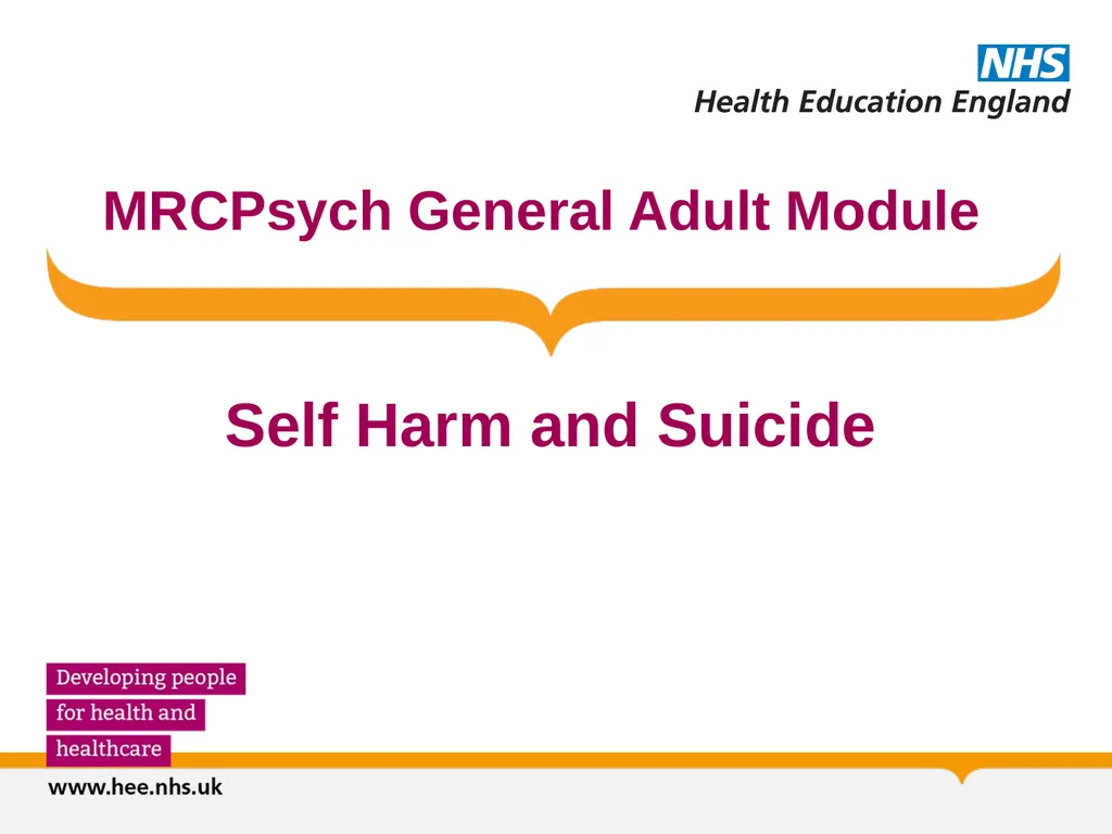 MRCPsych General Adult Module Self Harm and - slide 1 of 45