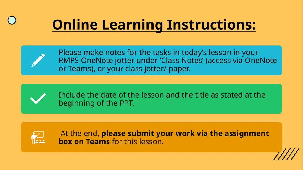 Online Learning Instructions: Recap: Lesson 1- - slide 1 of 16