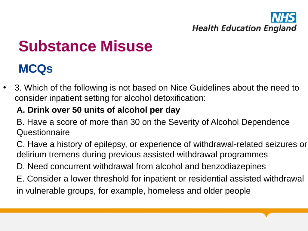 Substance Misuse Module Diagnosis & Treatment of - slide 55 of 87