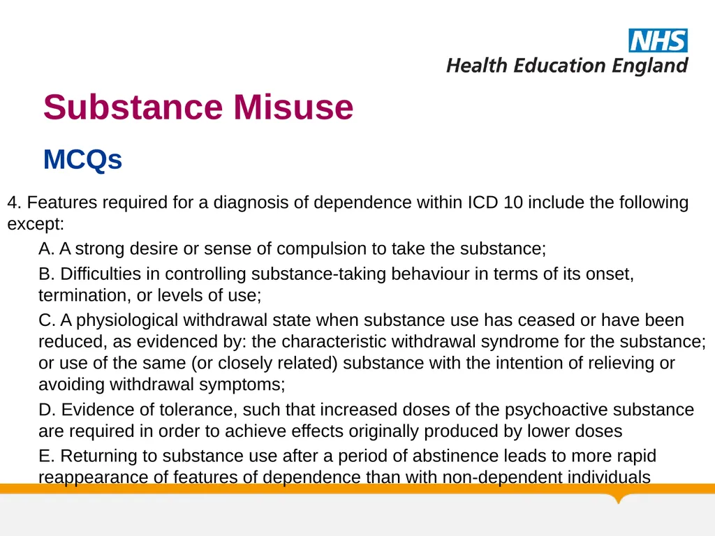 Substance Misuse Module Diagnosis & Treatment of - slide 56 of 87