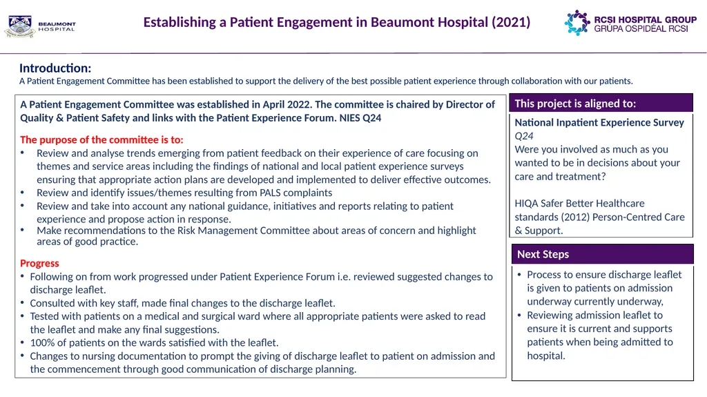 Quality Improvement Initiatives across the RCSI - slide 19 of 21