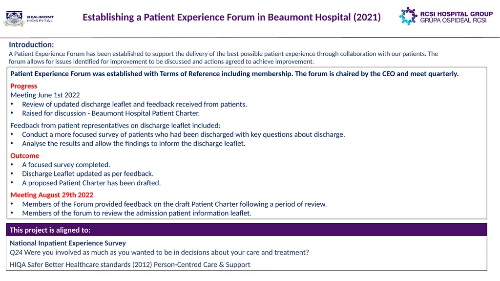Quality Improvement Initiatives across the RCSI - slide 18 of 21
