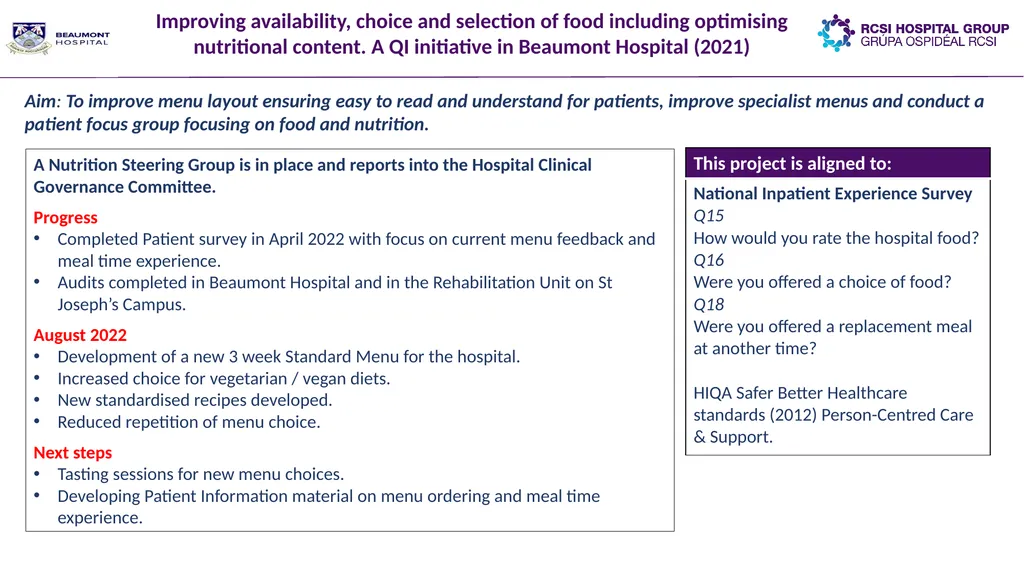 Quality Improvement Initiatives across the RCSI - slide 20 of 21