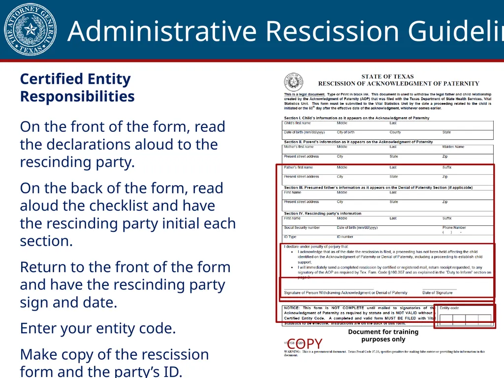 Acknowledgment of Paternity Certification Training - slide 81 of 84