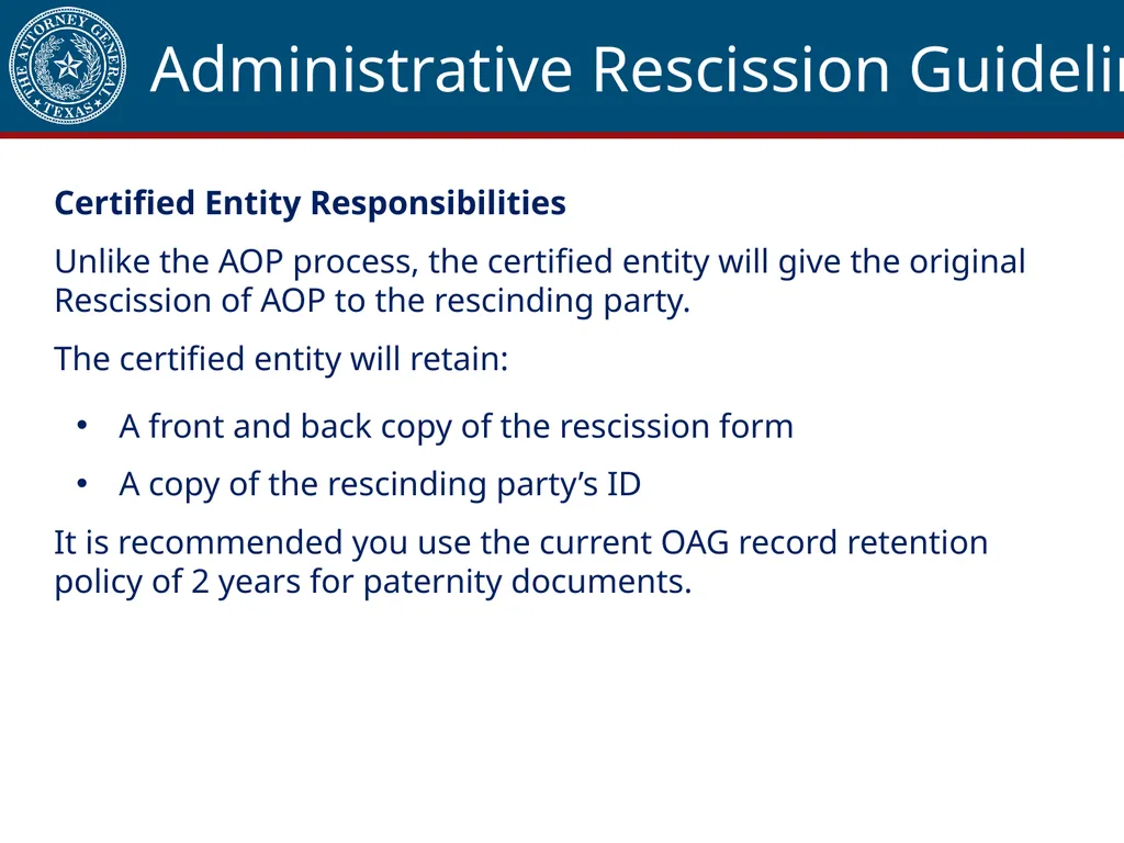 Acknowledgment of Paternity Certification Training - slide 82 of 84