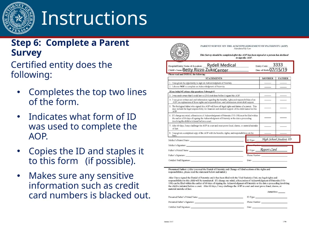 Acknowledgment of Paternity Certification Training - slide 51 of 84
