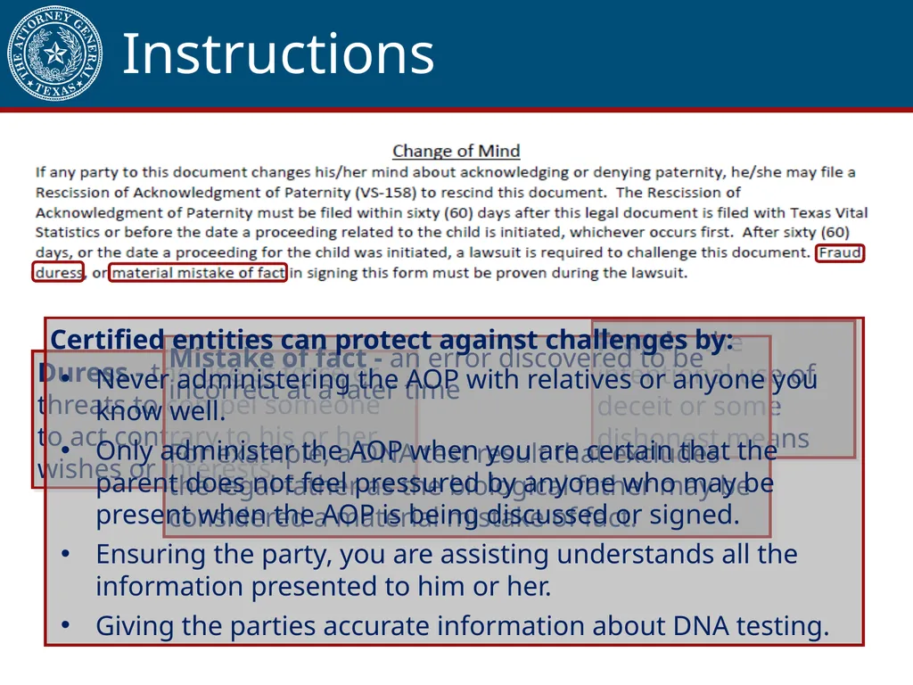Acknowledgment of Paternity Certification Training - slide 29 of 84