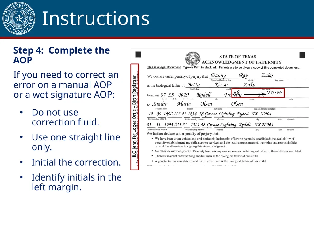 Acknowledgment of Paternity Certification Training - slide 42 of 84