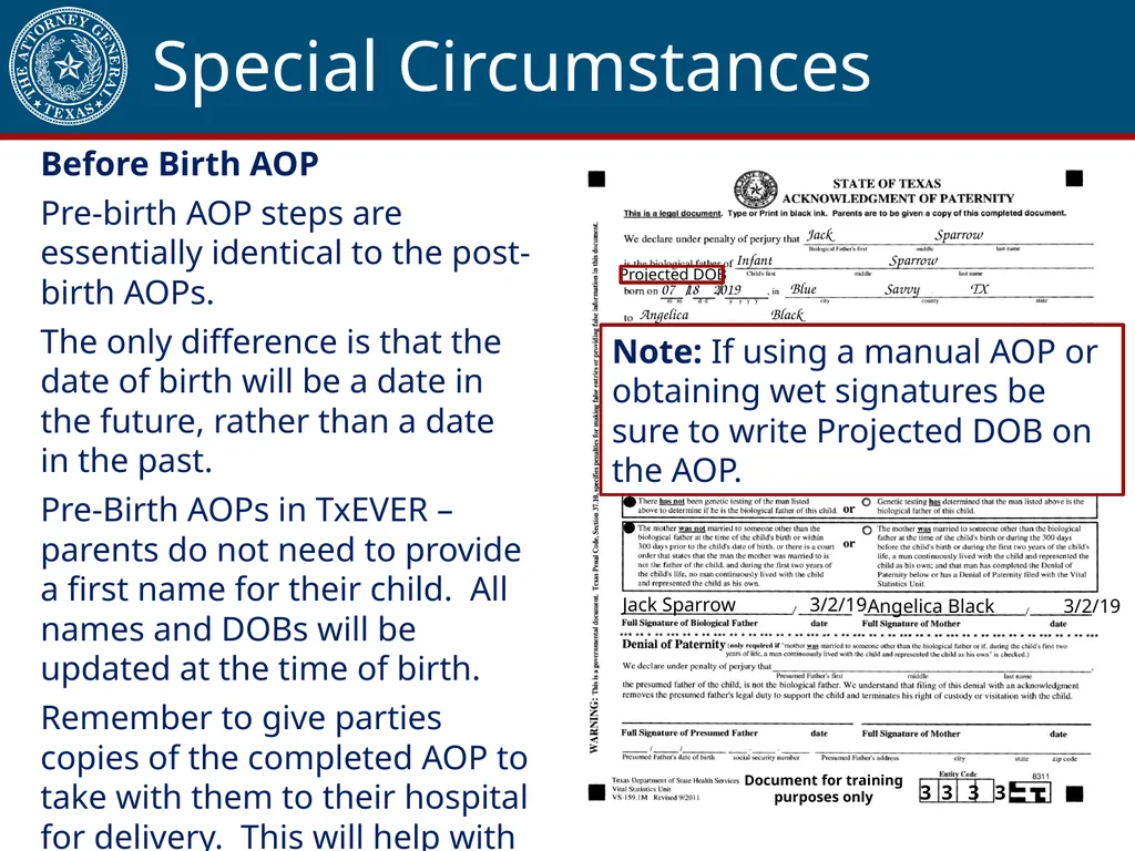 Acknowledgment of Paternity Certification Training - slide 76 of 84