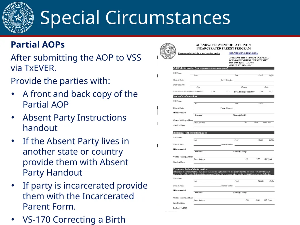 Acknowledgment of Paternity Certification Training - slide 74 of 84