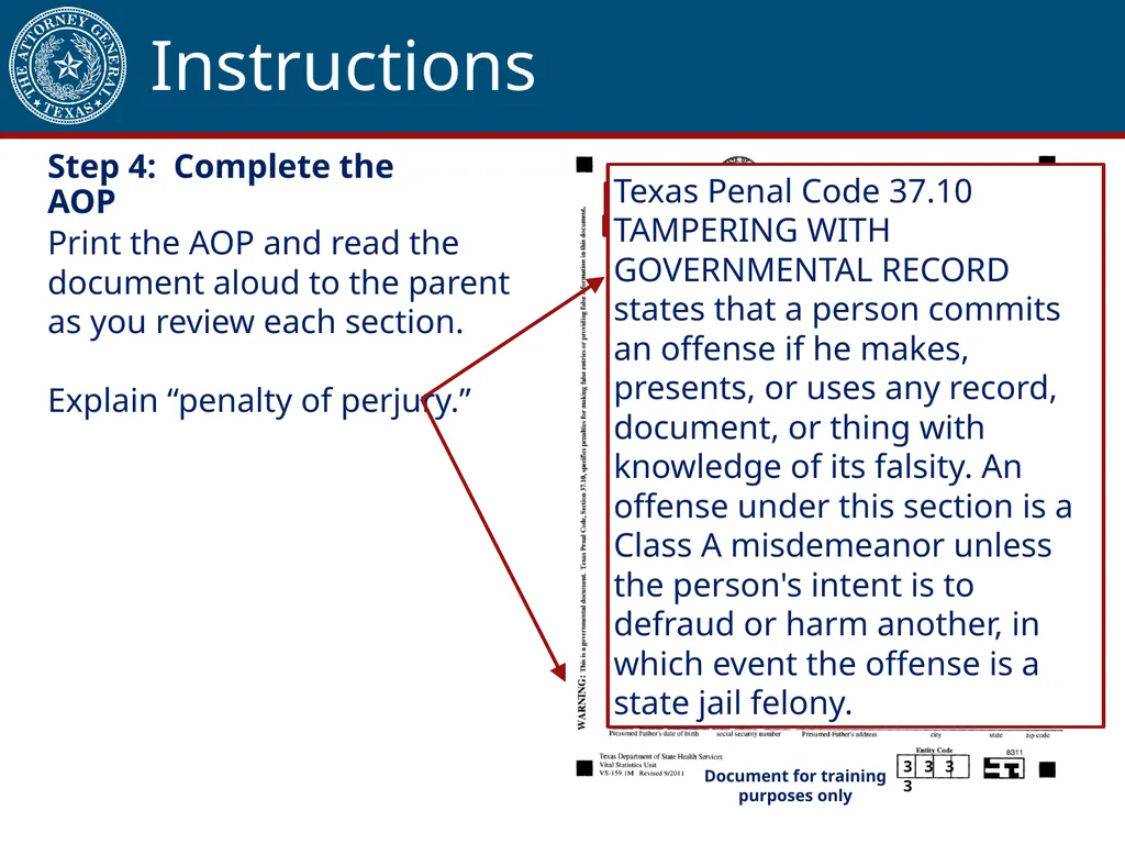 Acknowledgment of Paternity Certification Training - slide 41 of 84