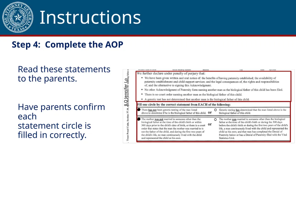 Acknowledgment of Paternity Certification Training - slide 43 of 84