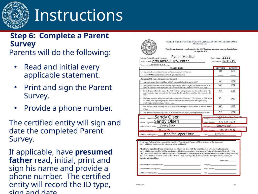 Acknowledgment of Paternity Certification Training - slide 52 of 84