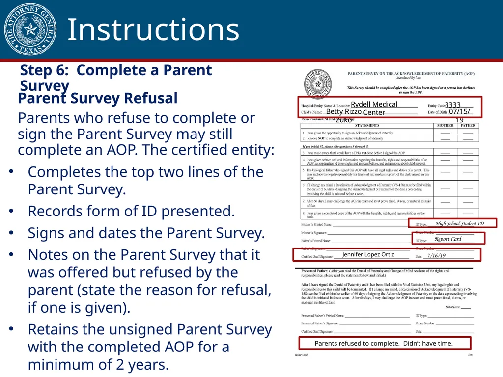 Acknowledgment of Paternity Certification Training - slide 53 of 84