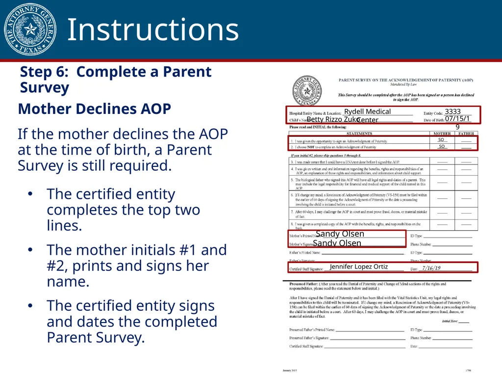Acknowledgment of Paternity Certification Training - slide 54 of 84