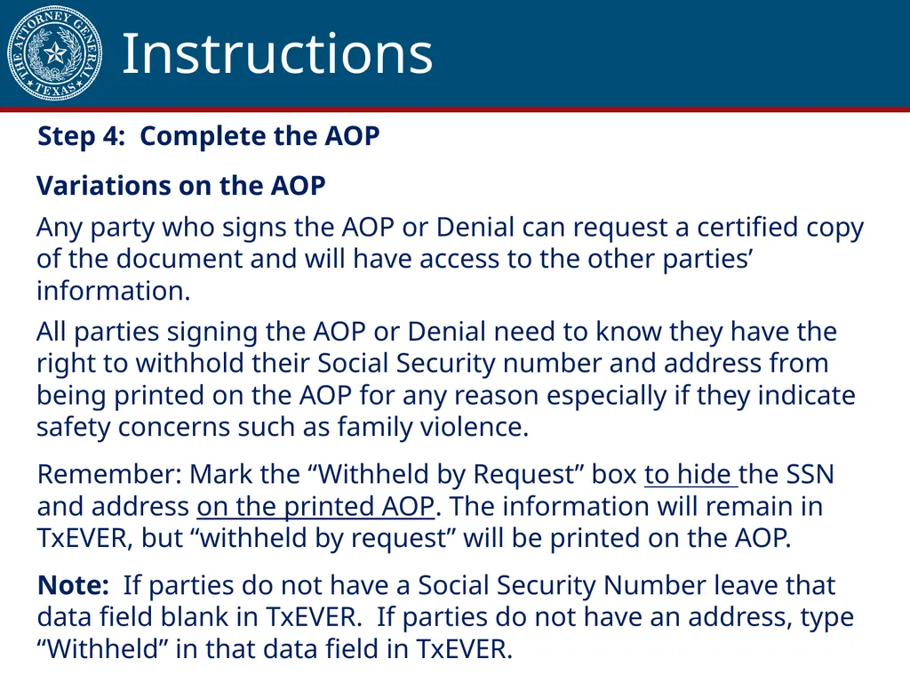 Acknowledgment of Paternity Certification Training - slide 39 of 84