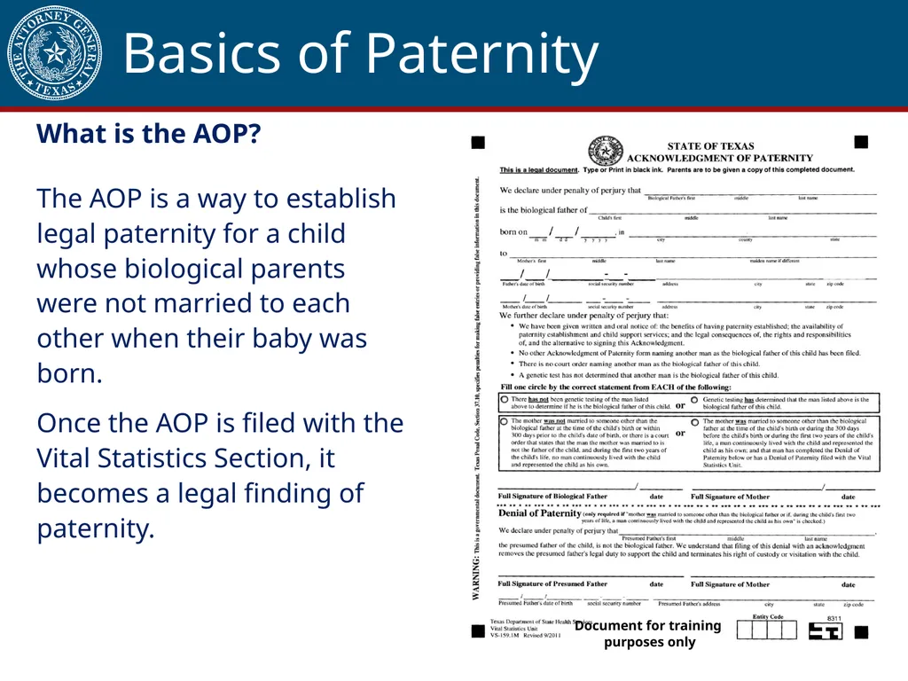 Acknowledgment of Paternity Certification Training - slide 4 of 84