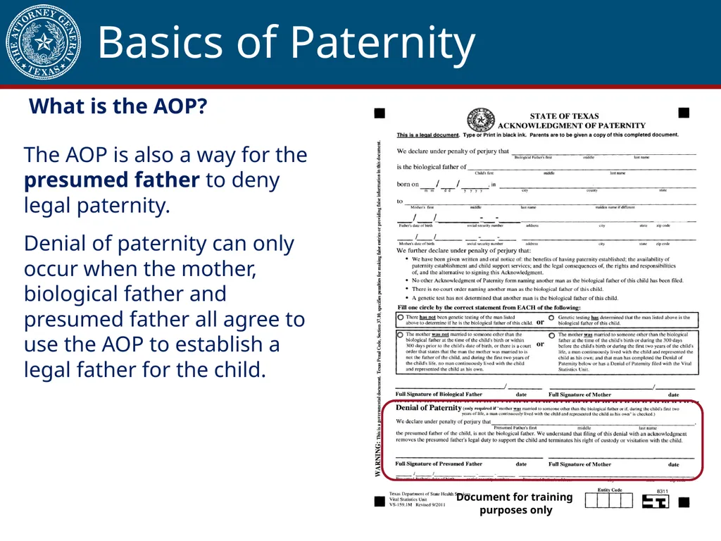 Acknowledgment of Paternity Certification Training - slide 5 of 84