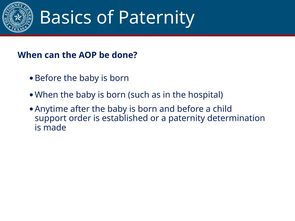 Acknowledgment of Paternity Certification Training - slide 7 of 84