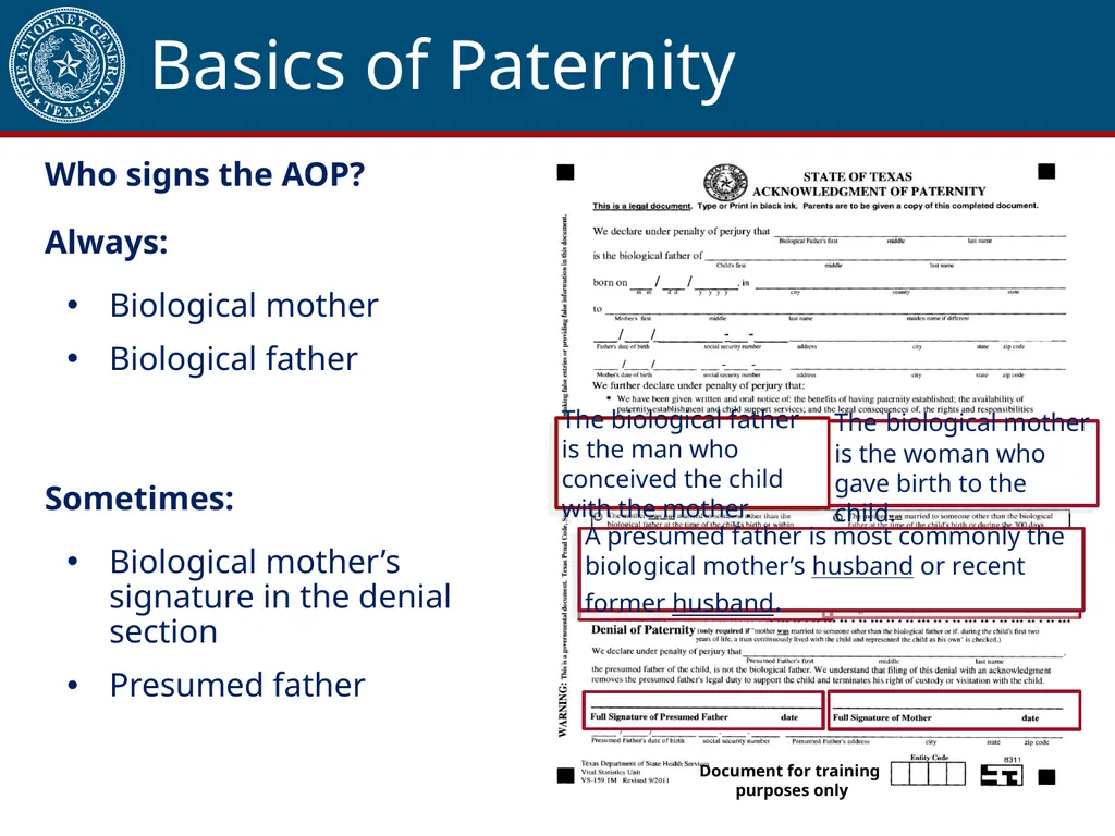 Acknowledgment of Paternity Certification Training - slide 8 of 84