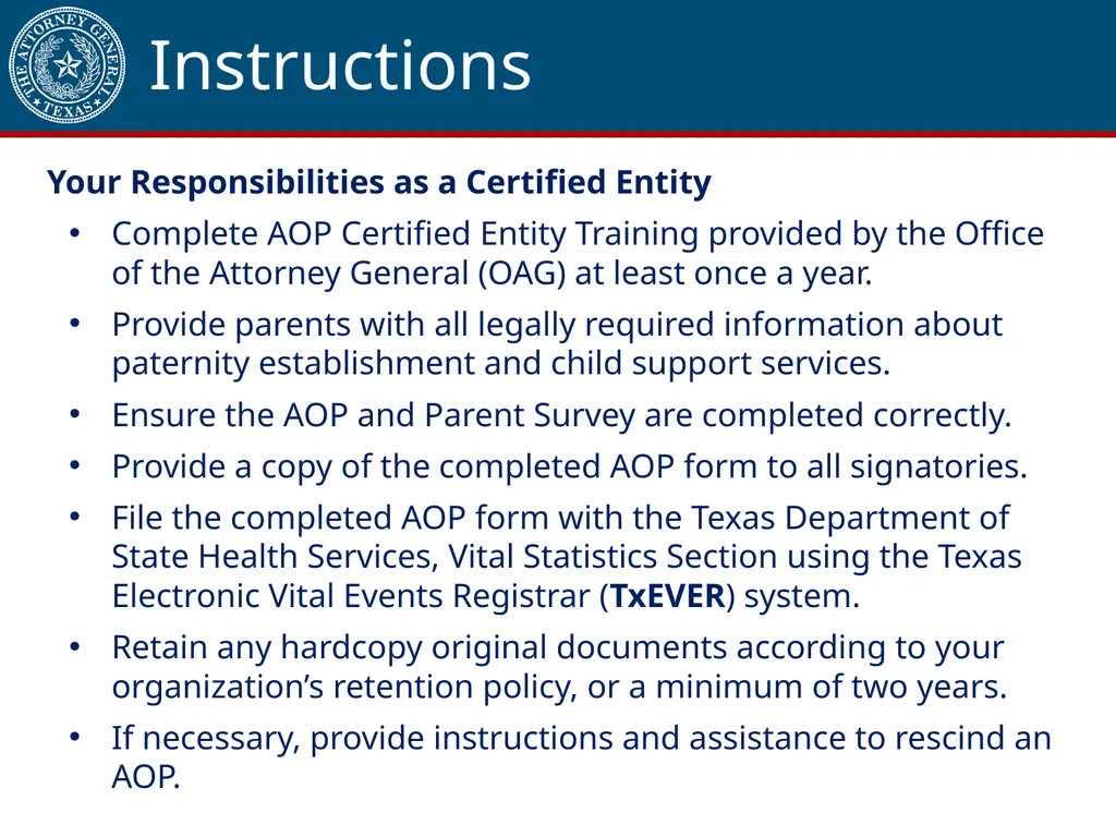 Acknowledgment of Paternity Certification Training - slide 10 of 84