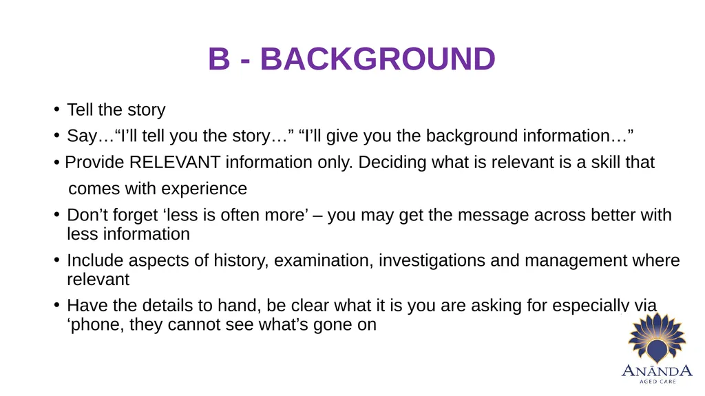 ISBAR Using a standardised communication tool for - slide 9 of 14