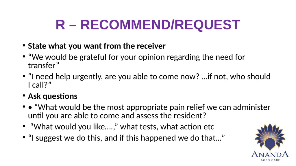 ISBAR Using a standardised communication tool for - slide 12 of 14